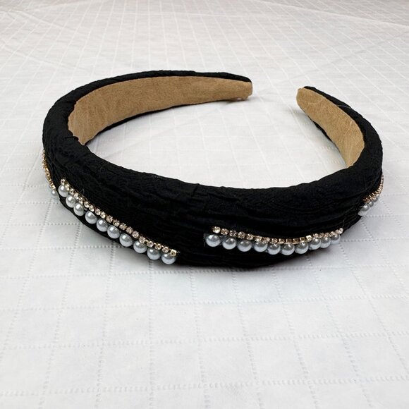 Stylish rhinestones and pearls Black Headband. New without tags - Picture 9 of 14